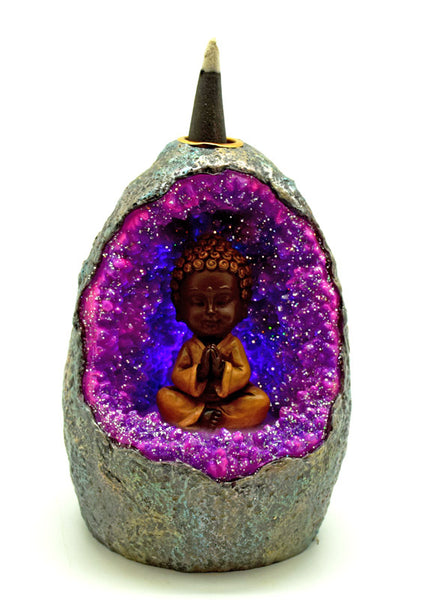 Baby Buddha Crystal LED Cave Backflow Incense Burne