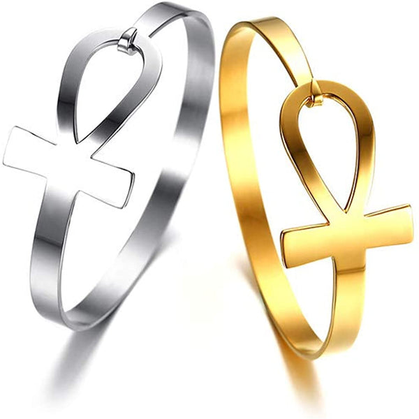 Eternal Life Cuff – Egyptian Ankh Stainless Steel Bracelet